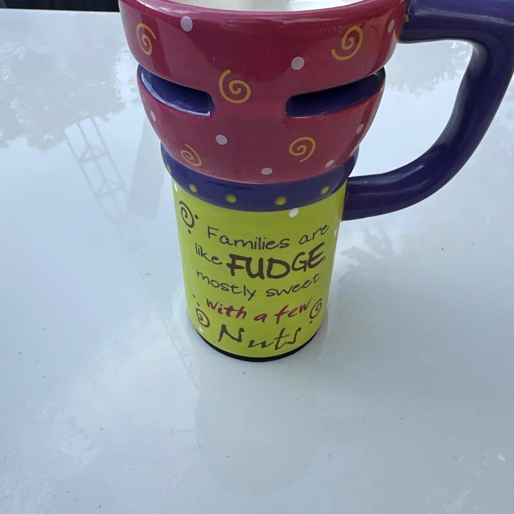 Families Are Like‎ Fudge Ceramic Cookie Dunker Mug Multi-Color Whimsical 14oz